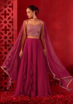 Pink Color Georgette Fabric Embroidery Work Lehenga