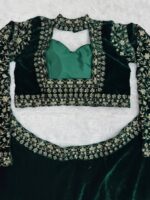 Green Color Viscose Velvet Fabric Sequence Work Lehenga