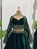 Green Color Viscose Velvet Fabric Sequence Work Lehenga
