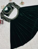 Green Color Viscose Velvet Fabric Sequence Work Lehenga