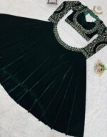 Green Color Viscose Velvet Fabric Sequence Work Lehenga