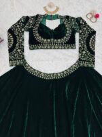 Green Color Viscose Velvet Fabric Sequence Work Lehenga