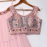 Light Pink Color Star Faux Georgette Fabric Sequence Embroidery Work Lehenga Choli