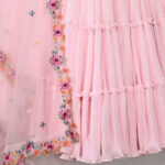 Light Pink Color Star Faux Georgette Fabric Sequence Embroidery Work Lehenga Choli