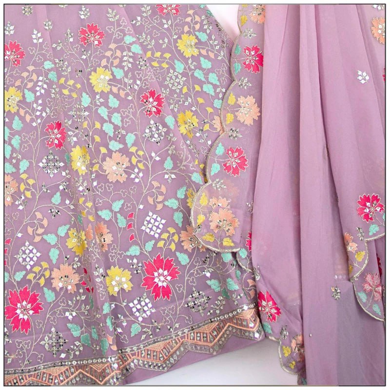 Light Purple Color Star Faux Georgette Fabric Sequence Embroidery Work Lehenga Choli