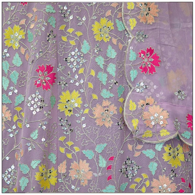 Light Purple Color Star Faux Georgette Fabric Sequence Embroidery Work Lehenga Choli