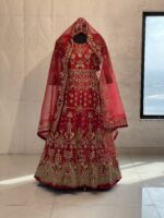 Maroon Color Heavy Butterfly Net Beautiful Embroidery Work Bridal Gown