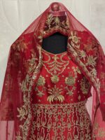 Maroon Color Heavy Butterfly Net Beautiful Embroidery Work Bridal Gown
