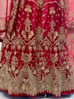 Maroon Color Heavy Butterfly Net Beautiful Embroidery Work Bridal Gown