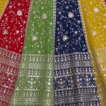 Multi Color Star Faux Georgette Fabric Sequence Embroidery Work Lehenga Choli