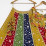 Multi Color Star Faux Georgette Fabric Sequence Embroidery Work Lehenga Choli