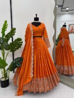 Orange Color Satin Silk Fabric With Sequence Work Lehenga-FDVKDQRC308ORANGE (1) Orange Color Satin Silk Fabric With Sequence Work Lehenga