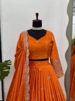 Orange Color Satin Silk Fabric With Sequence Work Lehenga-FDVKDQRC308ORANGE (3) Orange Color Satin Silk Fabric With Sequence Work Lehenga