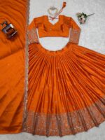Orange Color Satin Silk Fabric With Sequence Work Lehenga-FDVKDQRC308ORANGE (5) Orange Color Satin Silk Fabric With Sequence Work Lehenga