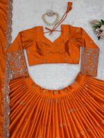 Orange Color Satin Silk Fabric With Sequence Work Lehenga-FDVKDQRC308ORANGE (7) Orange Color Satin Silk Fabric With Sequence Work Lehenga