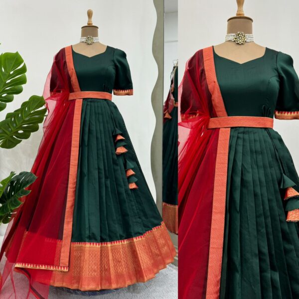 Rama Green Color Jacquard Silk Fabric Suit