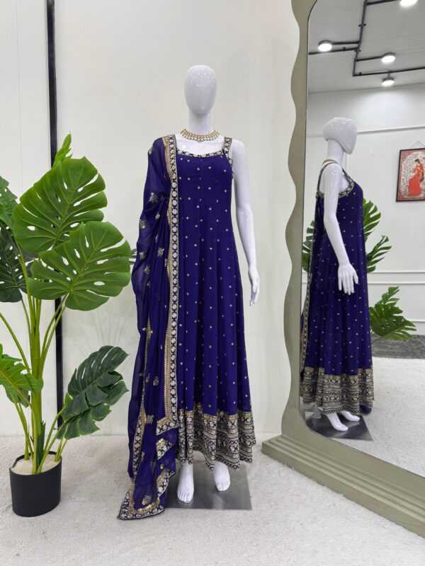 Blue Color Faux Georgette Fabric Suit