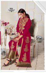 Attractive Rani Pink Color Faux Georgette Embroidery With Stone Work Suit