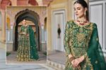 Green Color Pure Butterfly Net Fabric Beautiful Embroidery Work Bridal Suit