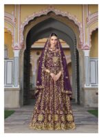 Purple Color Pure Butterfly Net Fabric Beautiful Embroidery Work Bridal Suit