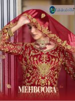 Red Color Pure Butterfly Net Fabric Beautiful Embroidery Work Bridal Suit