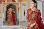 Red Color Pure Butterfly Net Fabric Beautiful Embroidery Work Bridal Suit
