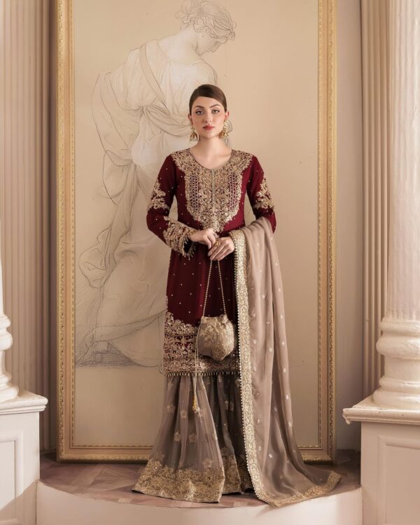 Rani Pink Color Faux Georgette Fabric Sharara Set