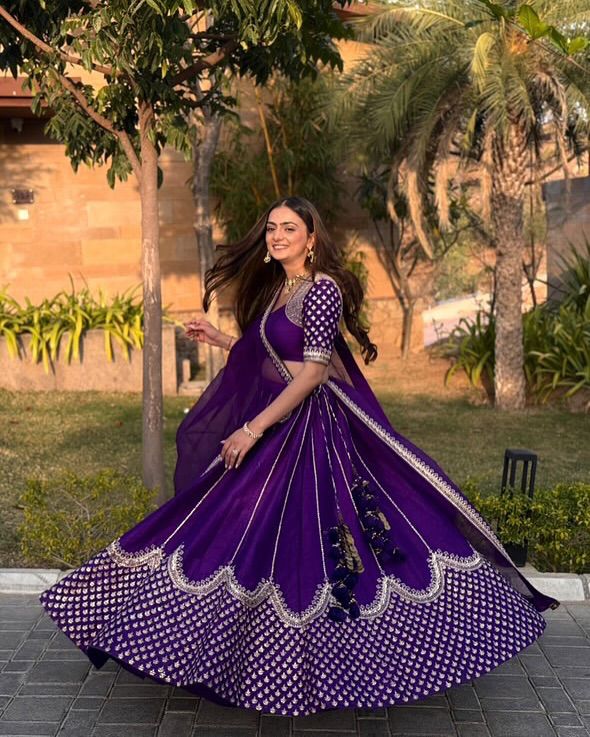 Blue Color Faux Georgette Fabric Lehenga