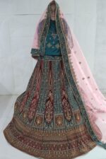 Multi Color Heavy Velvet With Beautiful Embroidery Work Bridal Lehenga