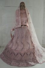 Chocolate Color Heavy Butterfly Net Beautiful Embroidery Work Lehenga