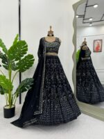 Black Color Faux Georgette Fabric Lehenga