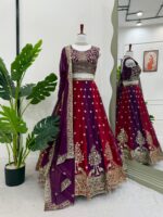 Multi Color Faux Georgette Fabric Lehenga