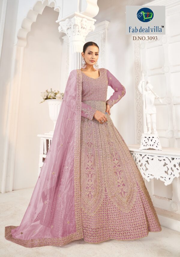 Pink Color Pure Butterfly Twill Net Fabric Heavy Coding Work Suit