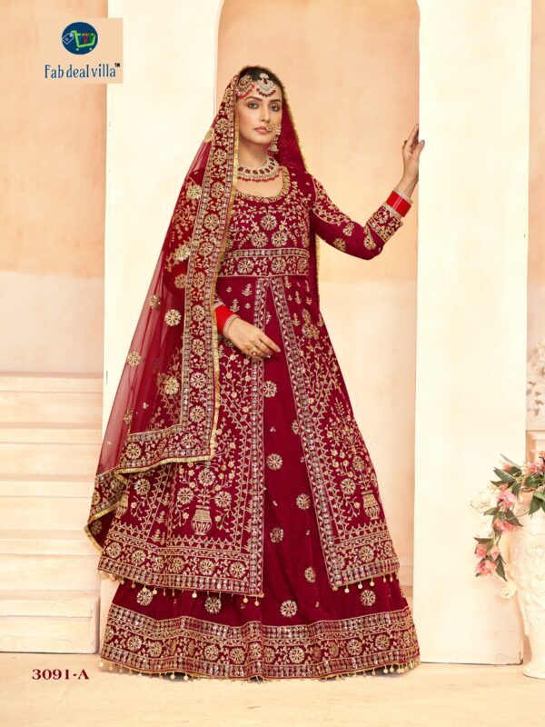 Maroon Color Heavy Markable Velvet Embroidery Fancy Thread Sequence Work Bridal Lehenga