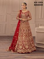 Maroon Color Heavy Butterfly Net Beautiful Embroidery Work Bridal Suit