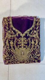 Wine Color Heavy Butterfly Net Beautiful Embroidery Work Bridal Suit