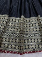 Black Color Chinon Silk Fabric Thread With Sequence Work Gown