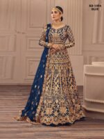 Blue Color Heavy Butterfly Net Beautiful Embroidery Work Bridal Suit