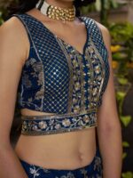 Dove Blue Color Dola Silk Jacquard Fabric Sequence And Jari Embroidery Work Lehenga