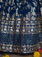 Dove Blue Color Dola Silk Jacquard Fabric Sequence And Jari Embroidery Work Lehenga