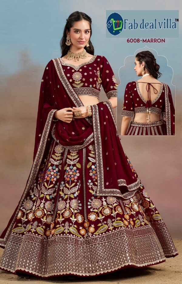 Maroon Color Georgette Fabric Embroidery Work Lehenga