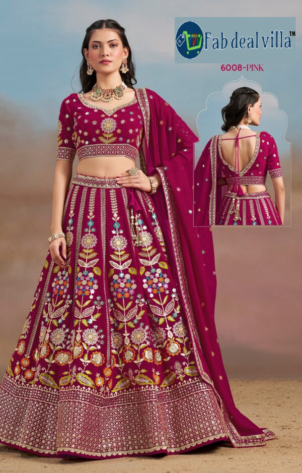 Pink Color Georgette Fabric Embroidery Work Lehenga