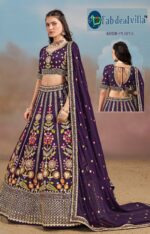 Purple Color Georgette Fabric Embroidery Work Lehenga