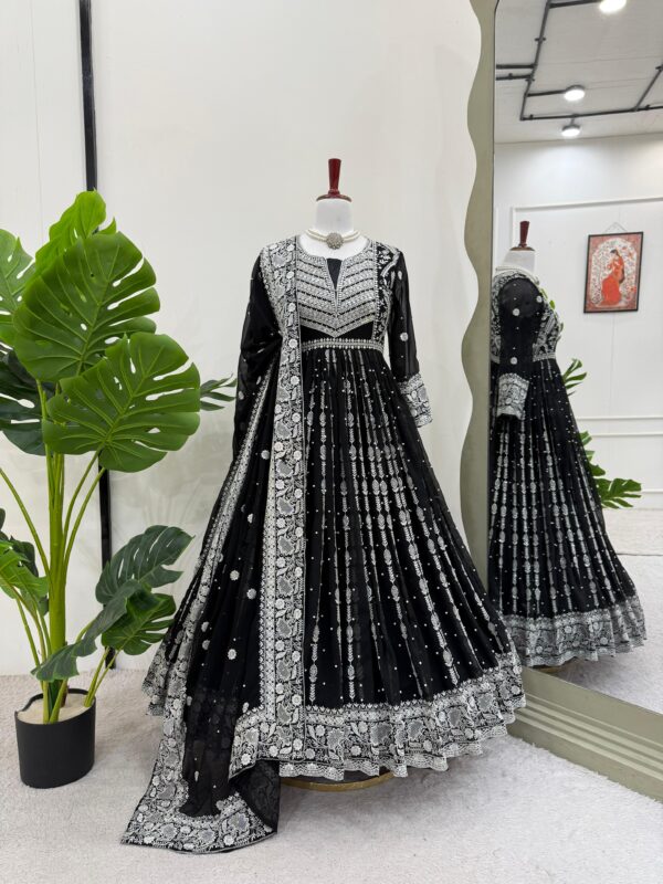 Black Color Faux Georgette Fabric Suit