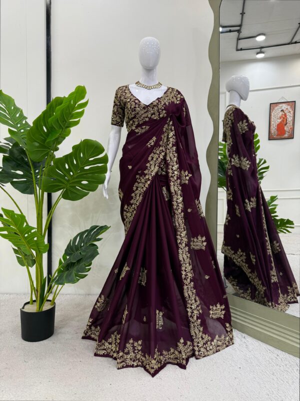 Dark Purple Color Rangoli Silk Fabric Saree