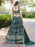 Green Color Dola Silk Jacquard Fabric Sequence And Jari Embroidery Work Lehenga