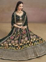 Green Color Georgette Fabric Embroidery Sequence Work Lehenga