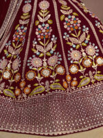 Maroon Color Georgette Fabric Embroidery Sequence Work Lehenga