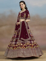 Maroon Color Georgette Fabric Embroidery Sequence Work Lehenga