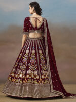 Maroon Color Georgette Fabric Embroidery Sequence Work Lehenga